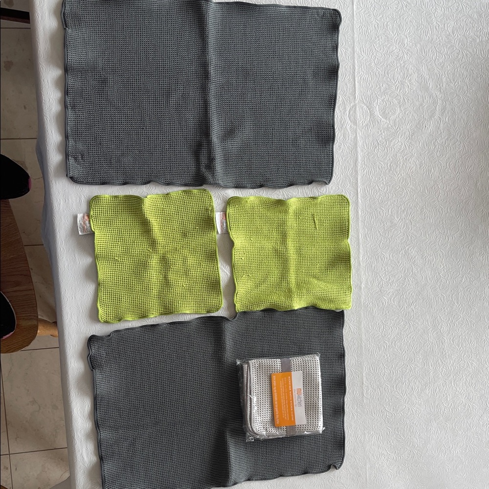 Set of Gray and Green Textured Placemats